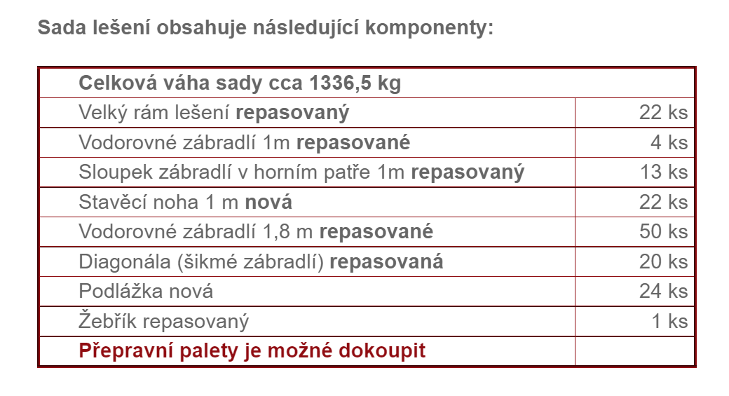 Rámové lešení 121,7 m² Repasované